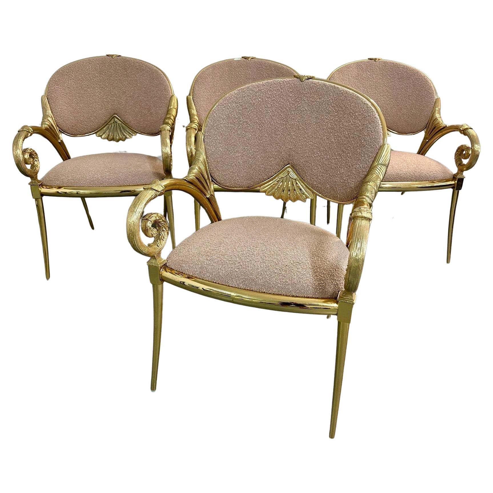 COPPIA di opulente poltrone decorative in metallo placcato oro Manuel Vidal Grau