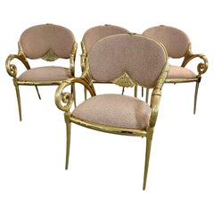 PAIR of Opulent Manuel Vidal Grau Gold-Plated Metal Decorative Armchairs