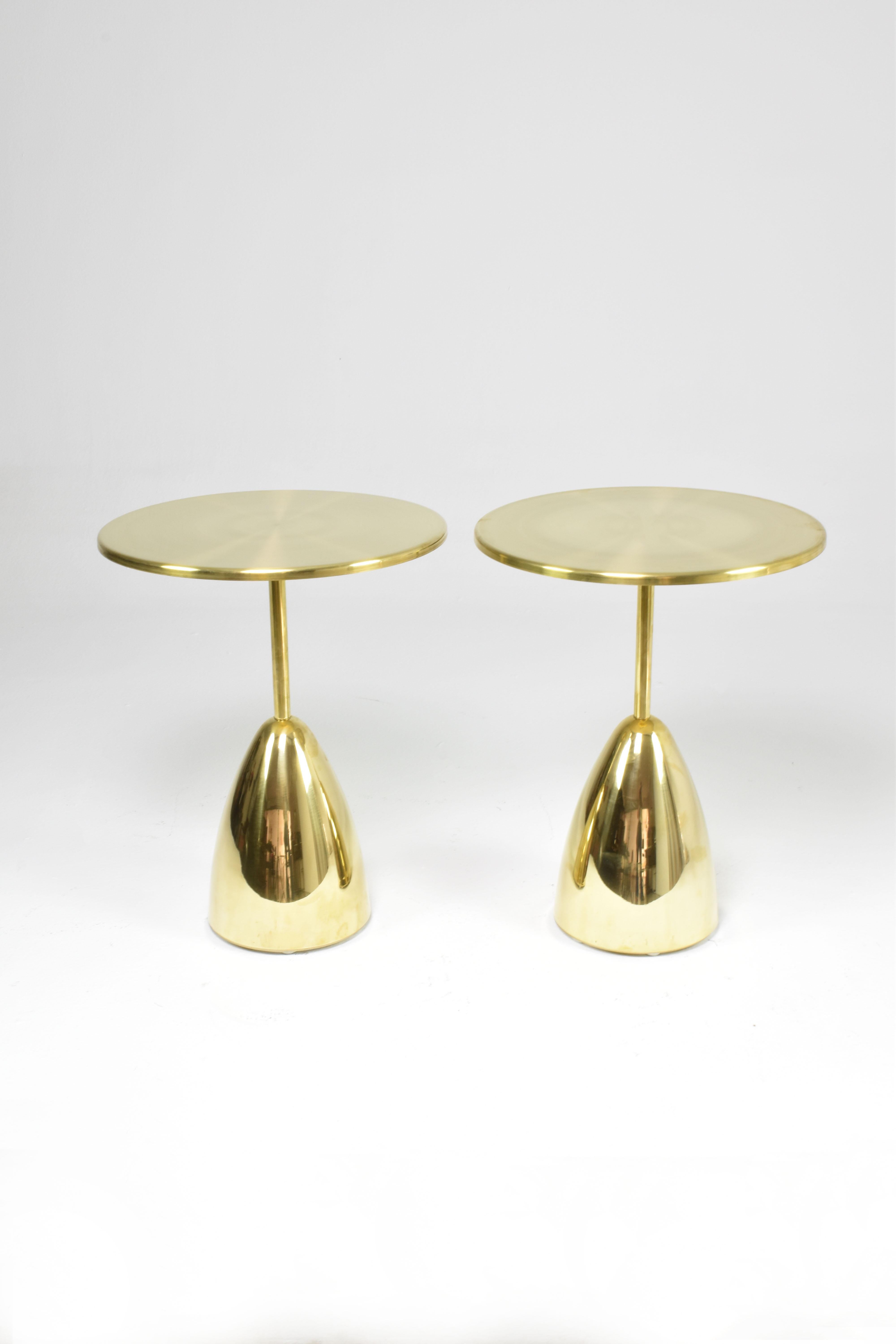 Contemporary Pair of Or-Ora handcrafted brass side tables by Jonathan Amar Studio For Sale