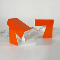 Pair of Orange ABS Plastic Tables Lamps, 1970s