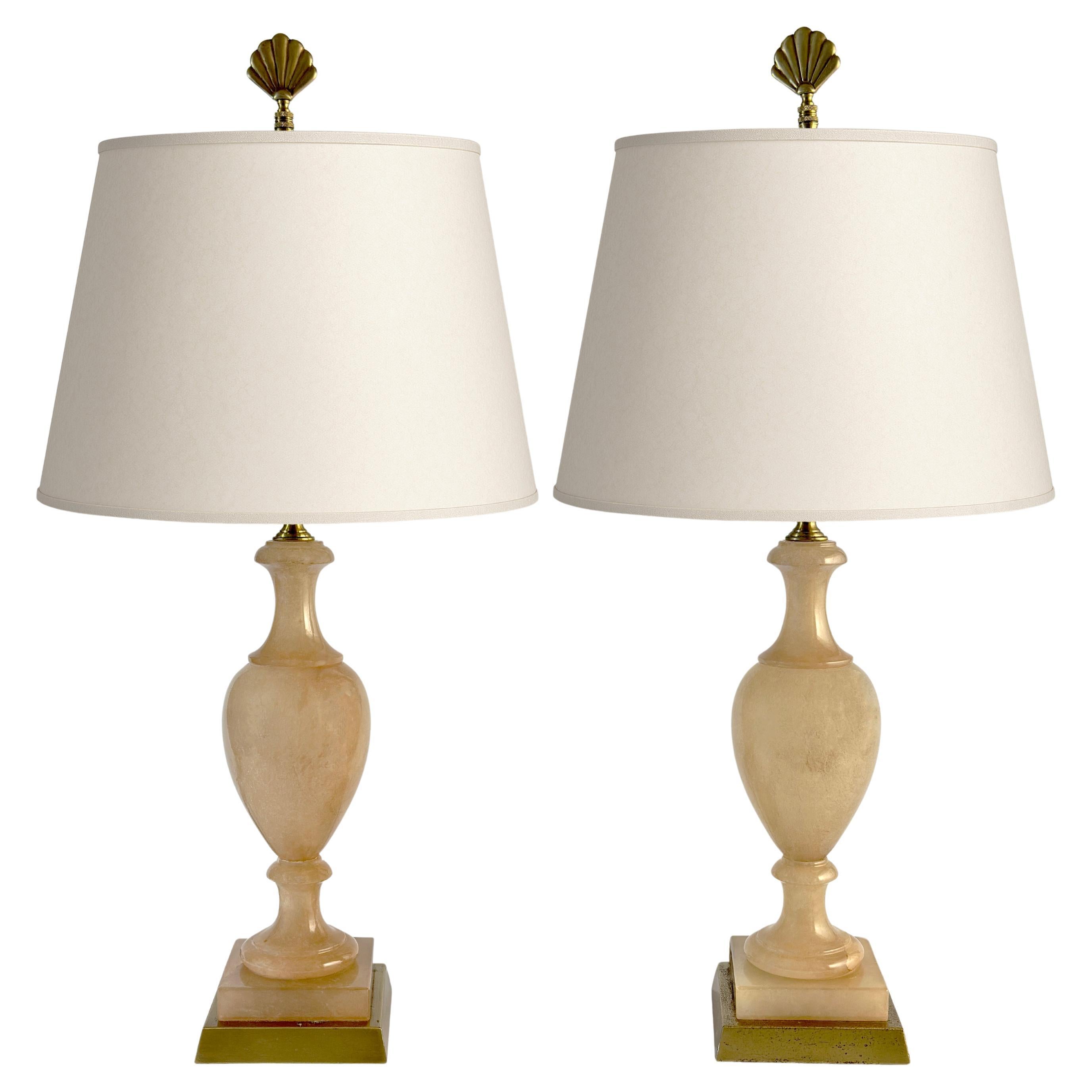 Ein Paar Alabaster-Tischlampen von Wildwood Lamp Company, ca. 1980er Jahre, USA