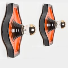 Pair of Orange and Brown Ceramic Wall Light, West-Germany