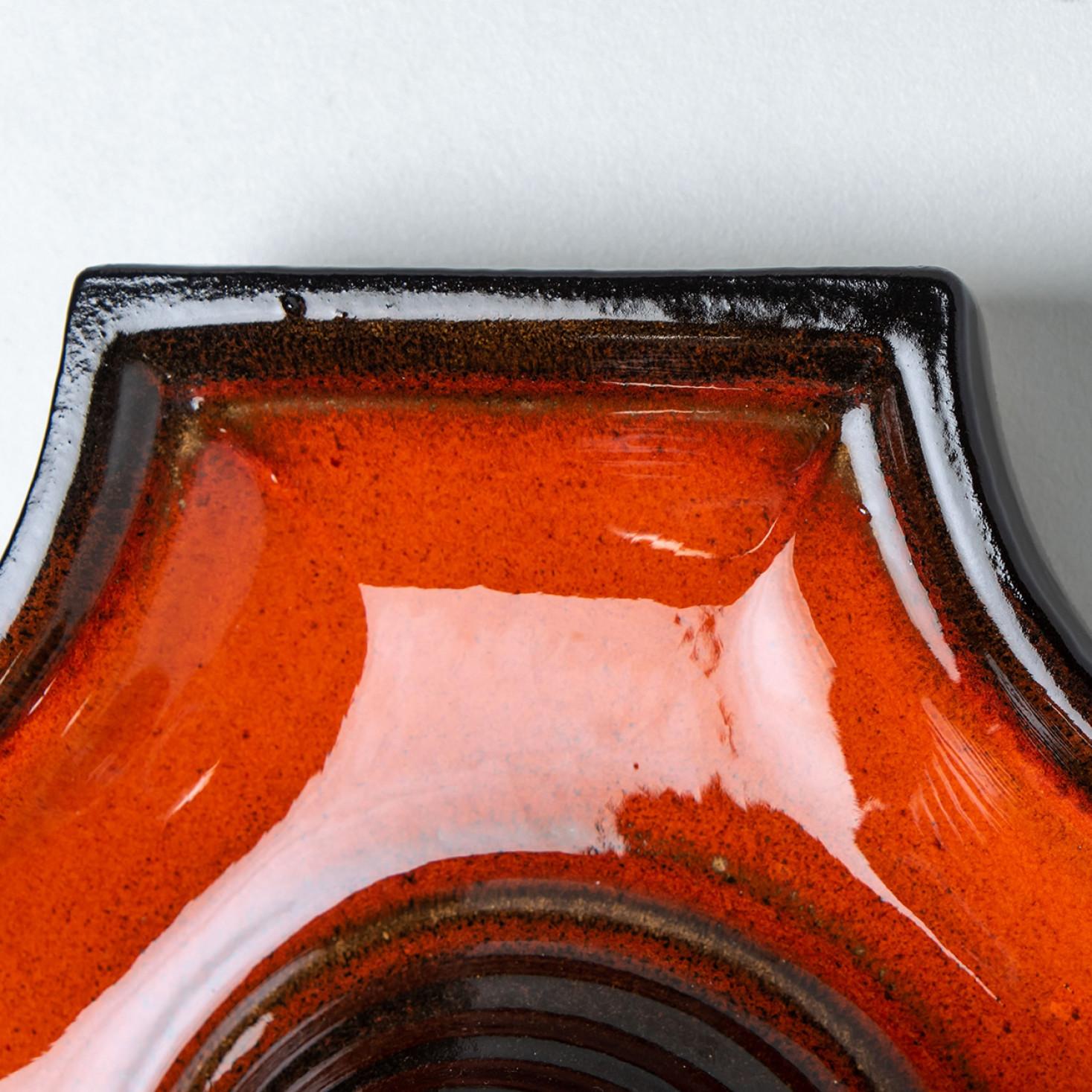 Mid-Century Modern Pair of Orange and Brown Ceramic Wall Light, West-Germany For Sale