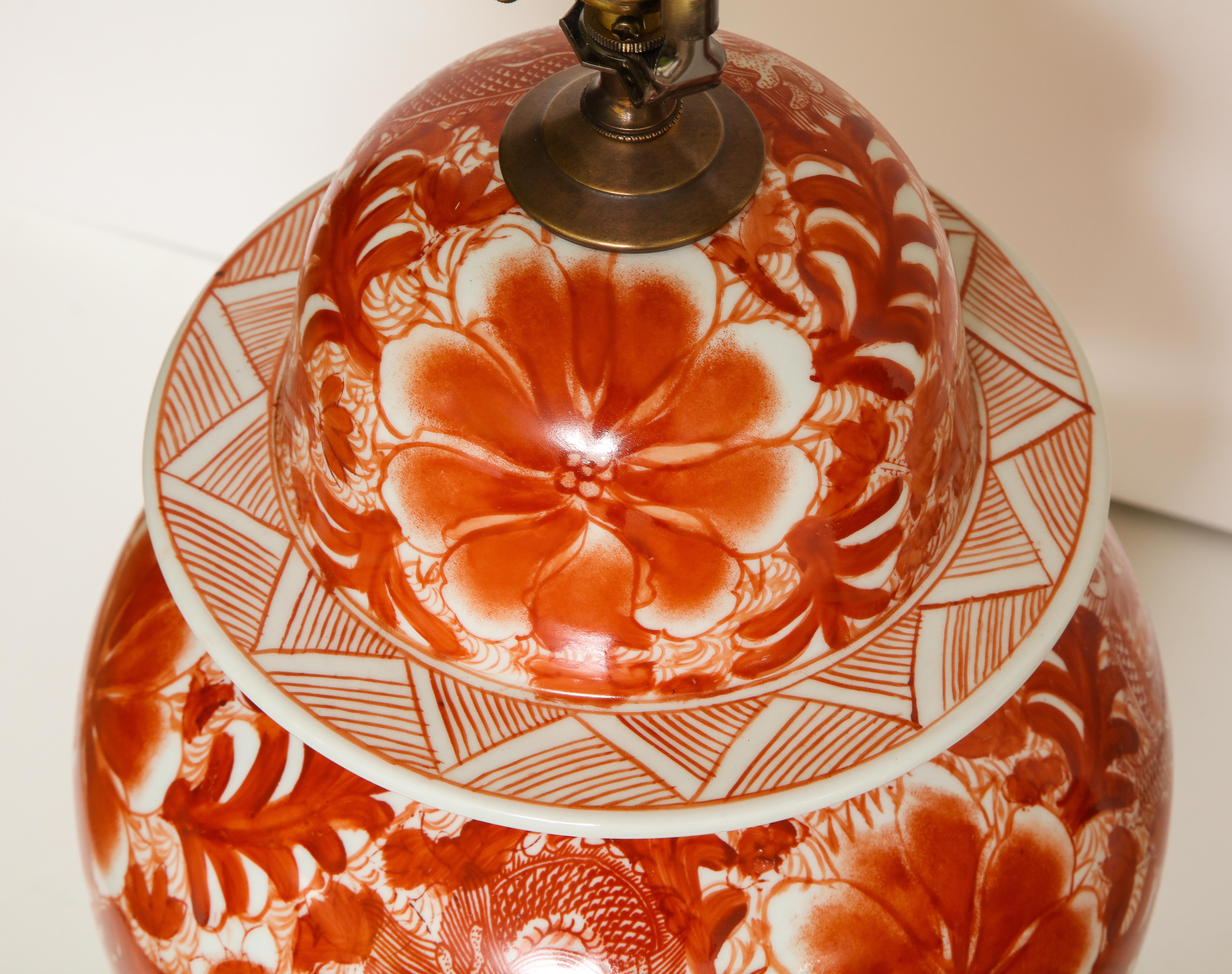 Pair of Orange and White Ceramic Lamps 6