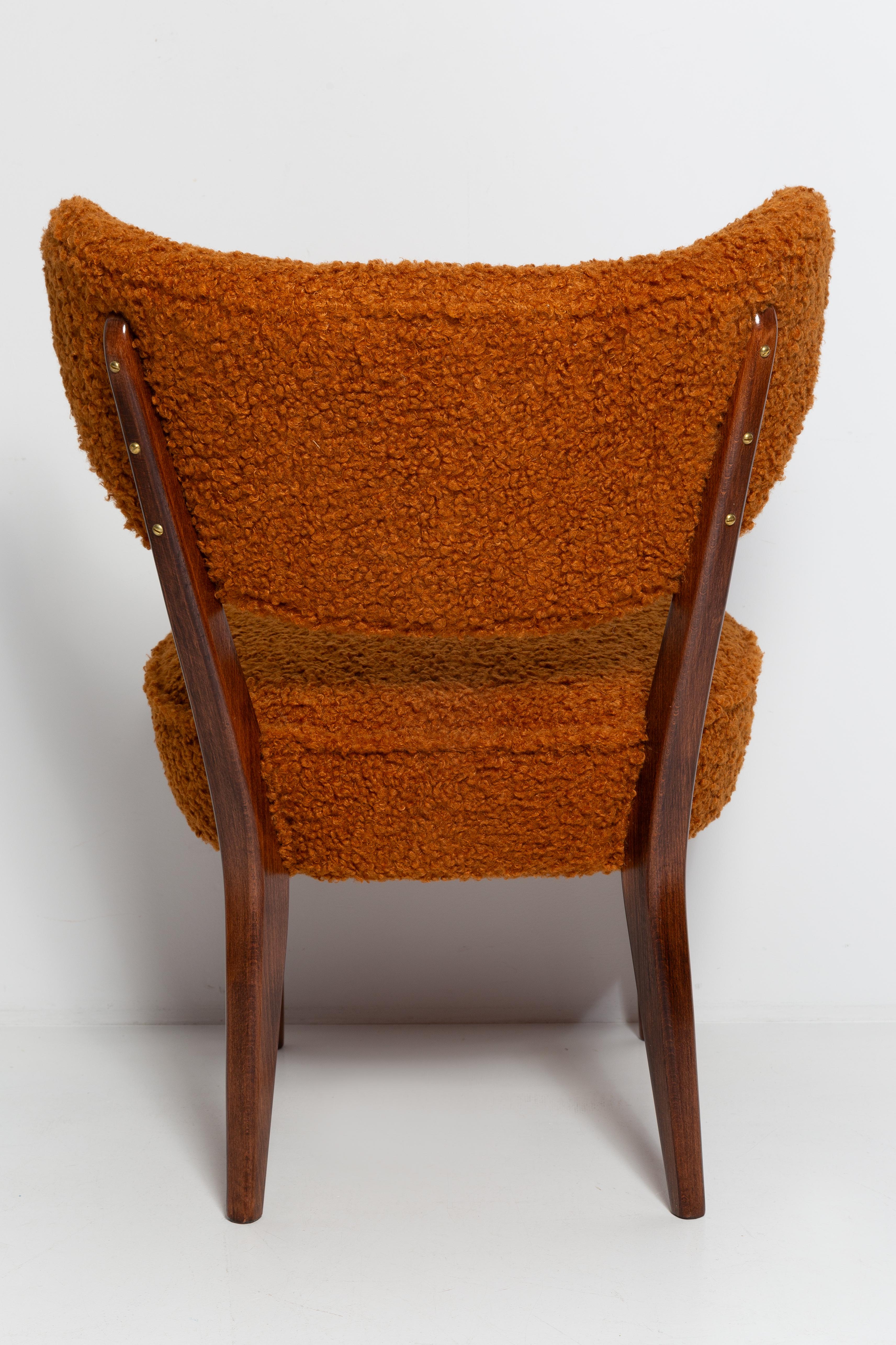 Pair of Orange Boucle Shell Club Chairs, by Vintola Studio, Europe, Poland In New Condition For Sale In 05-080 Hornowek, PL