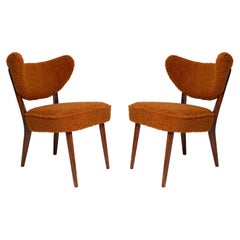 Pair of Orange Boucle Shell Club Chairs, by Vintola Studio, Europe, Poland