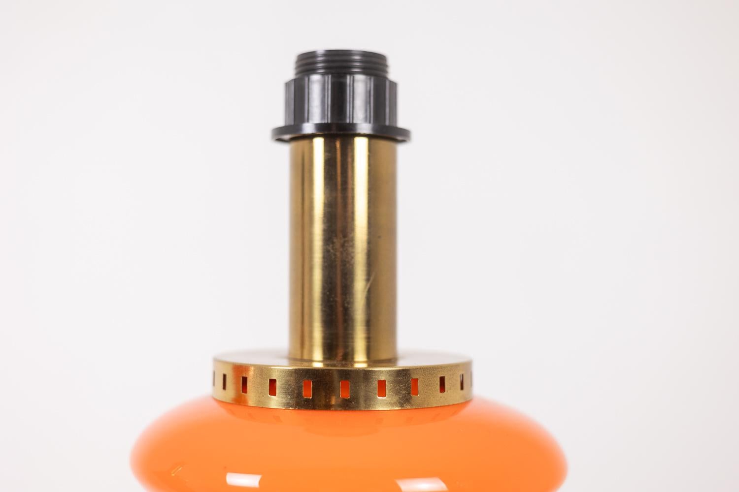 Pair of orange glass lamps. 1970s. For Sale 3