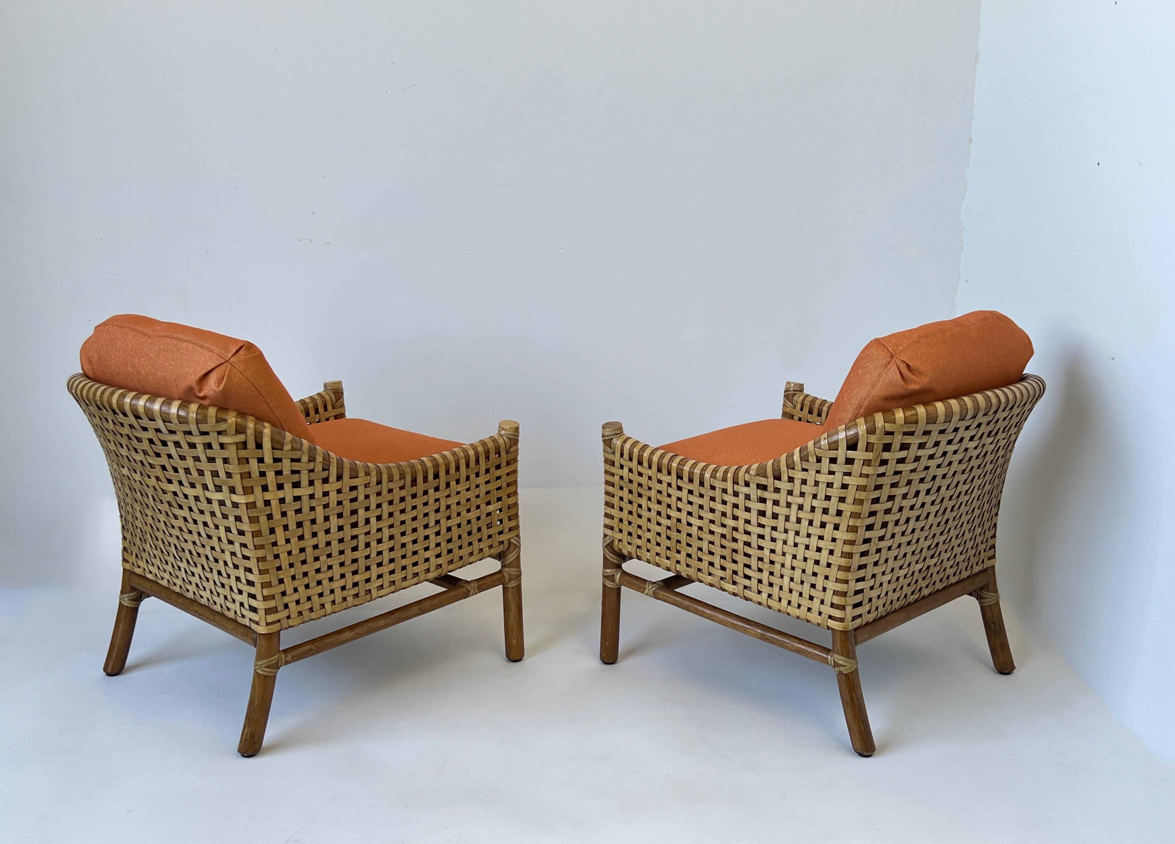 Details about   Brown Rattan or Bamboo Cathedral Arm McGuire Chairs with Rawhide Style Bindings 