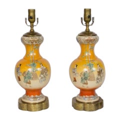 Pair of Orange Satsuma Lamps