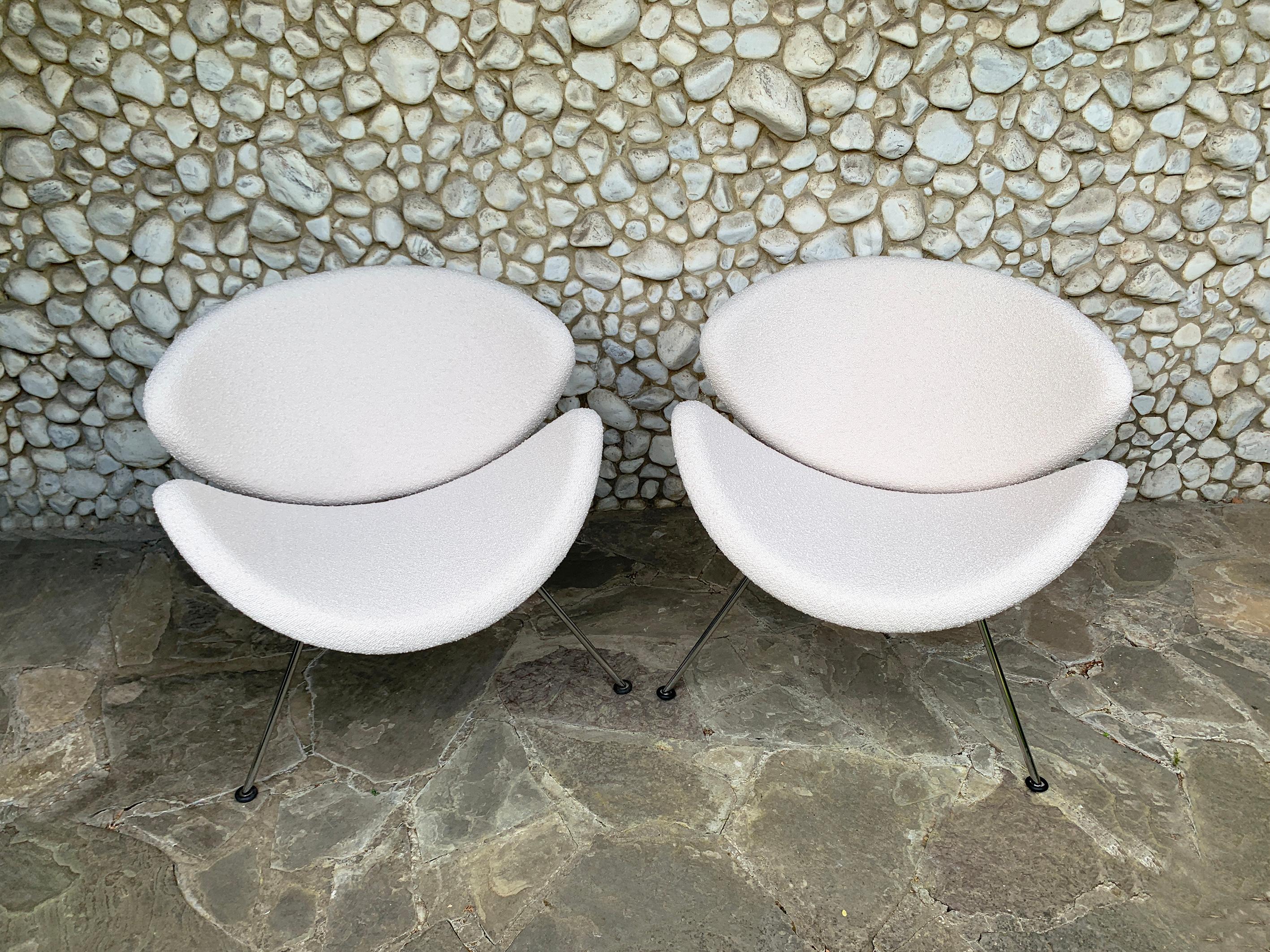 Pareja de sillas Orange Slice de Pierre Paulin para Artifort, Nueva tapicería Holandés en venta