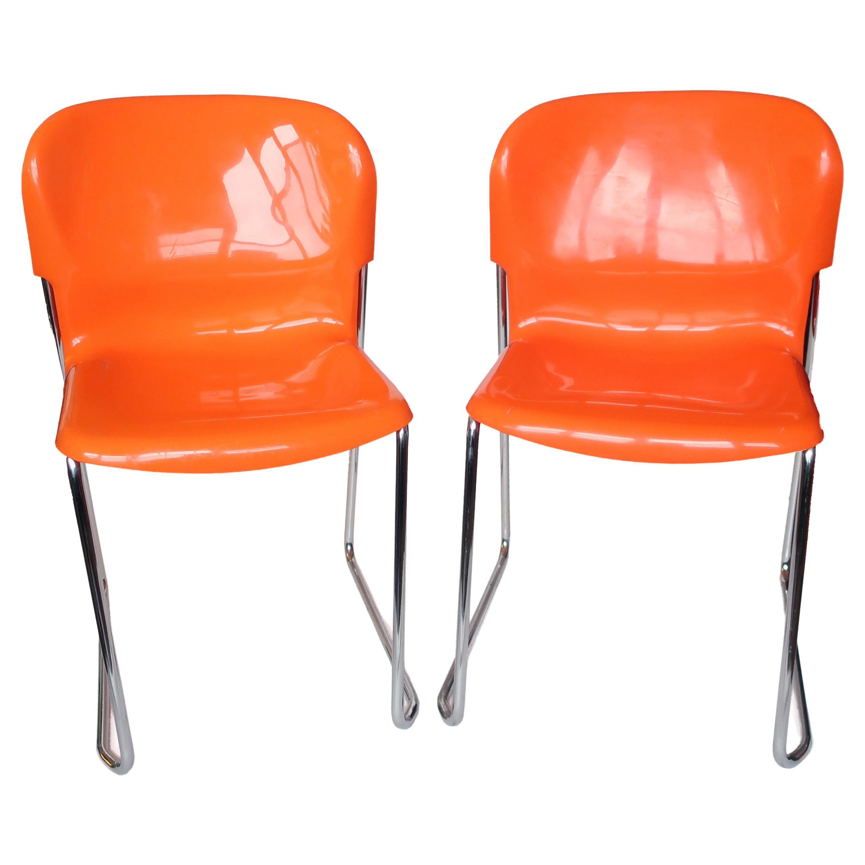 Paire de chaises pivotantes orange SM 400 de Gerd Lange pour Drabert