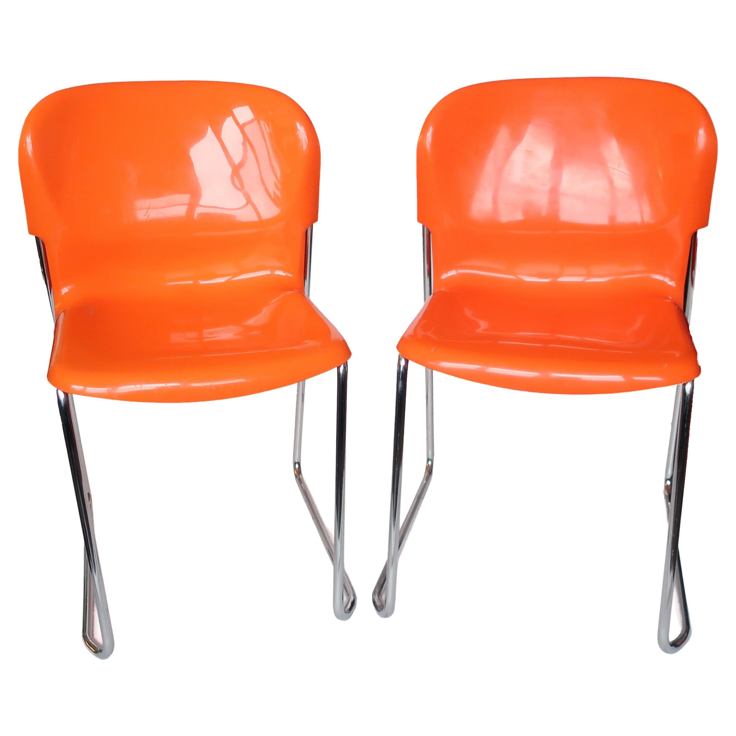 Pair of Orange SM 400 Swing Chairs by Gerd Lange for Drabert