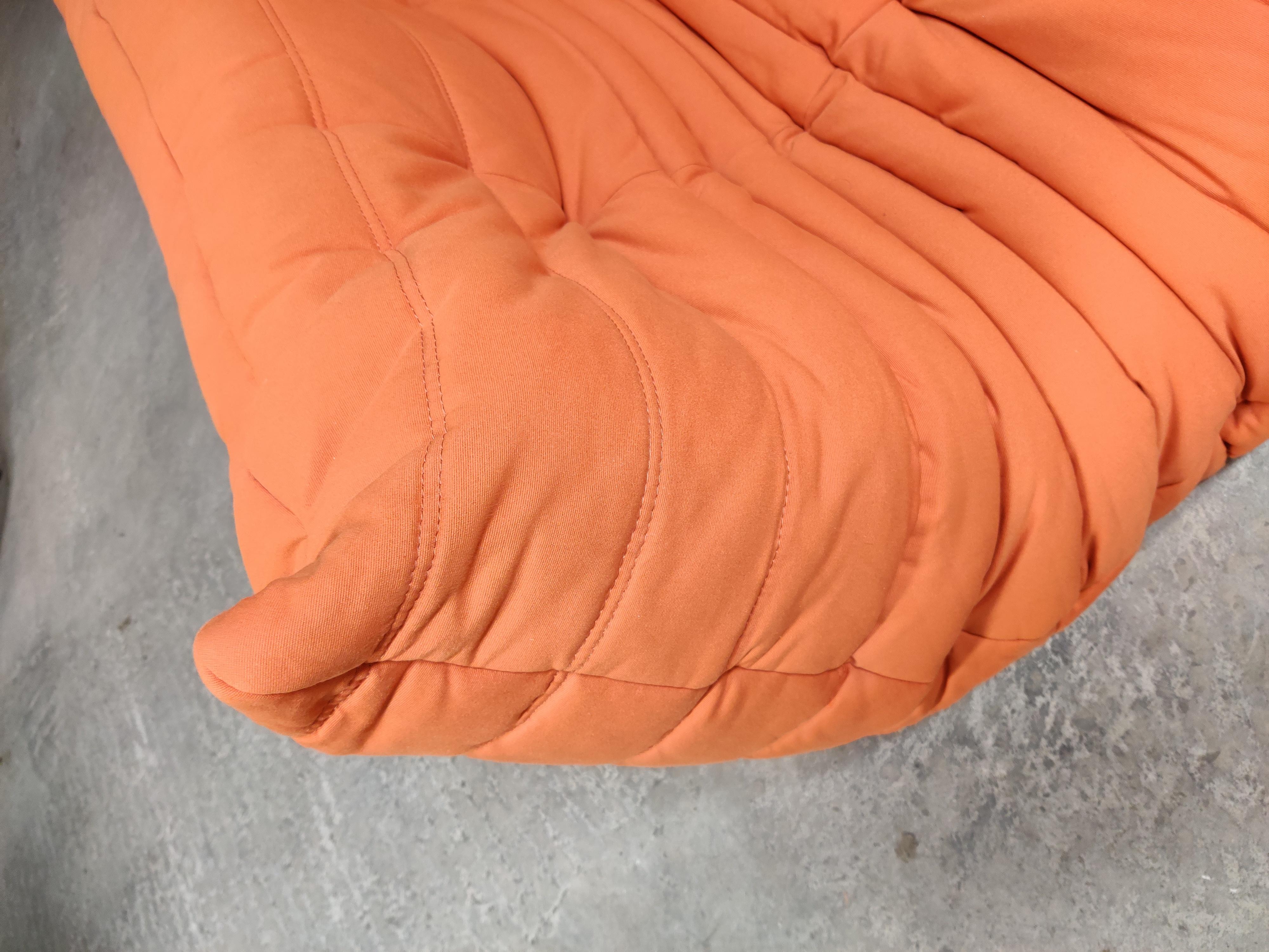Pair of Orange Sofas by Michel Ducaroy for Ligne Roset 3