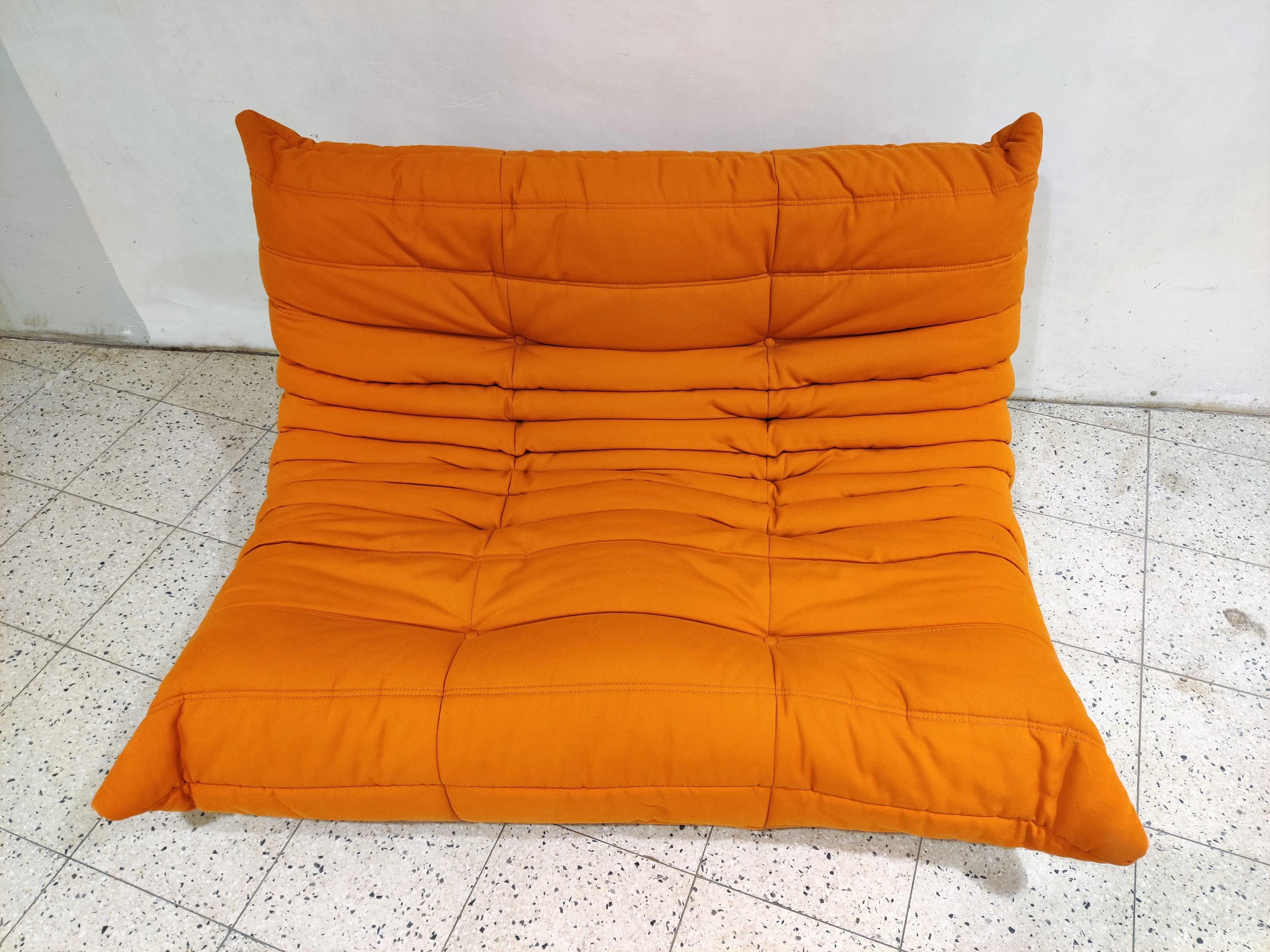 Late 20th Century Pair of Orange Sofas by Michel Ducaroy for Ligne Roset