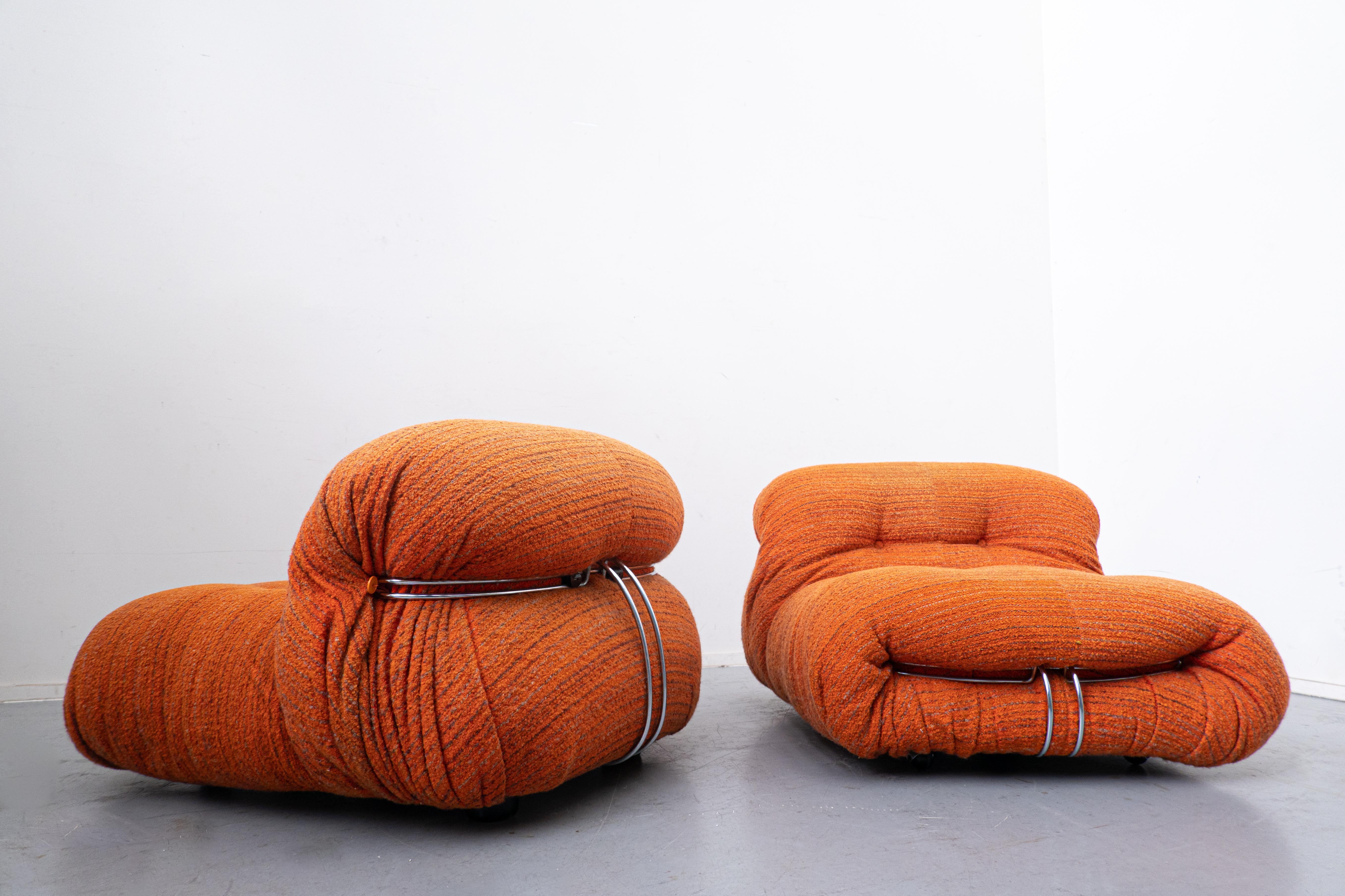 Mid-Century Modern Pair of Orange 