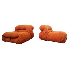 Pair of Orange "Soriana" Lounge Chairs by Tobia Scarpa by Cassina, 1960s