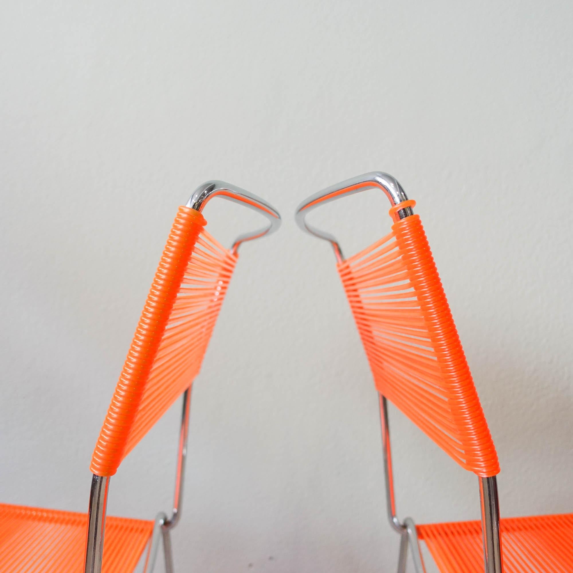 Paire de chaises à spaghetti orange de Giandomenico Belotti pour Alias, années 1980 en vente 5
