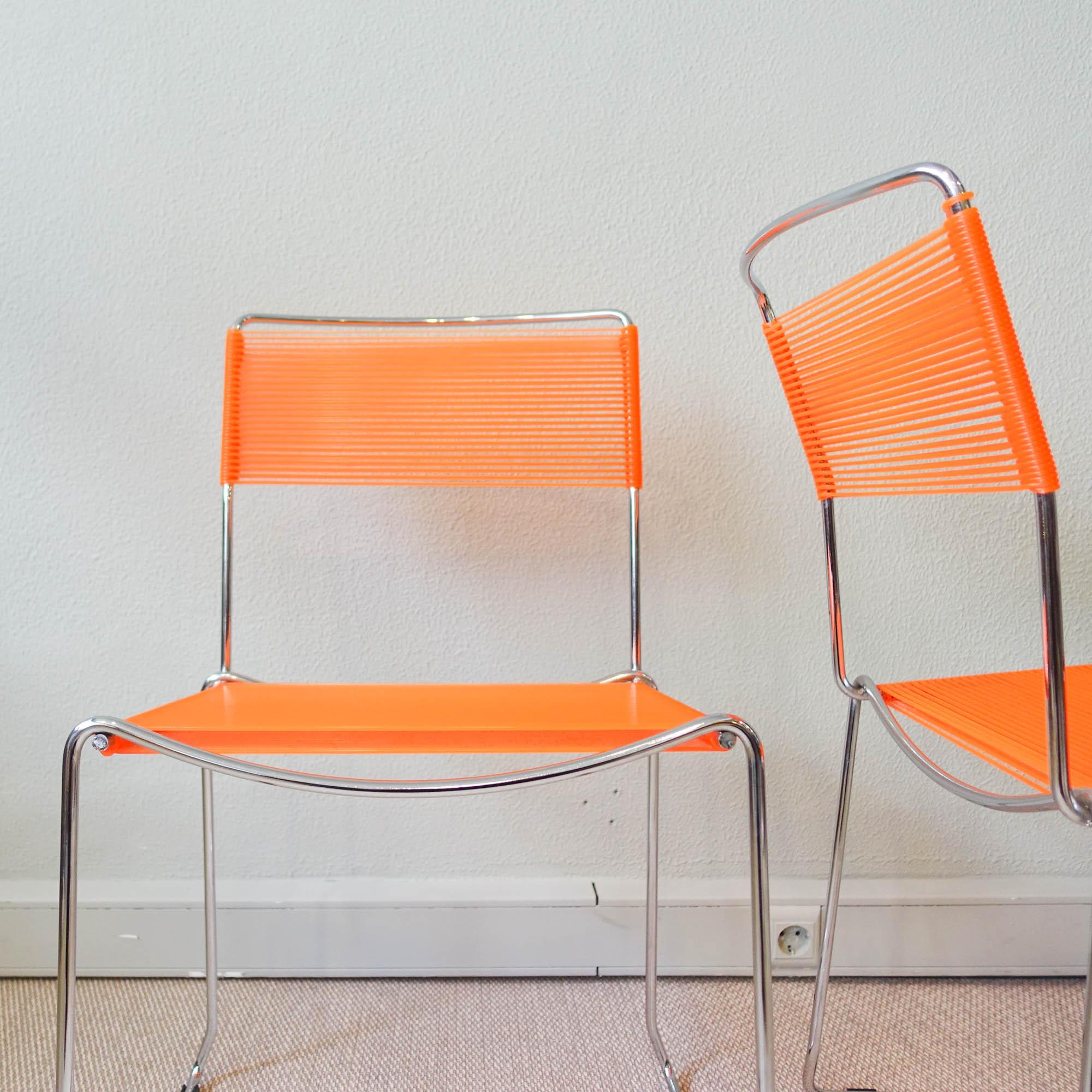 Pair of Orange Spaghetti Chairs by Giandomenico Belotti for Alias, 1980's For Sale 9