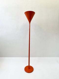 Pair of Orange Torchiere Floor Lamps by Walter Von Nessen