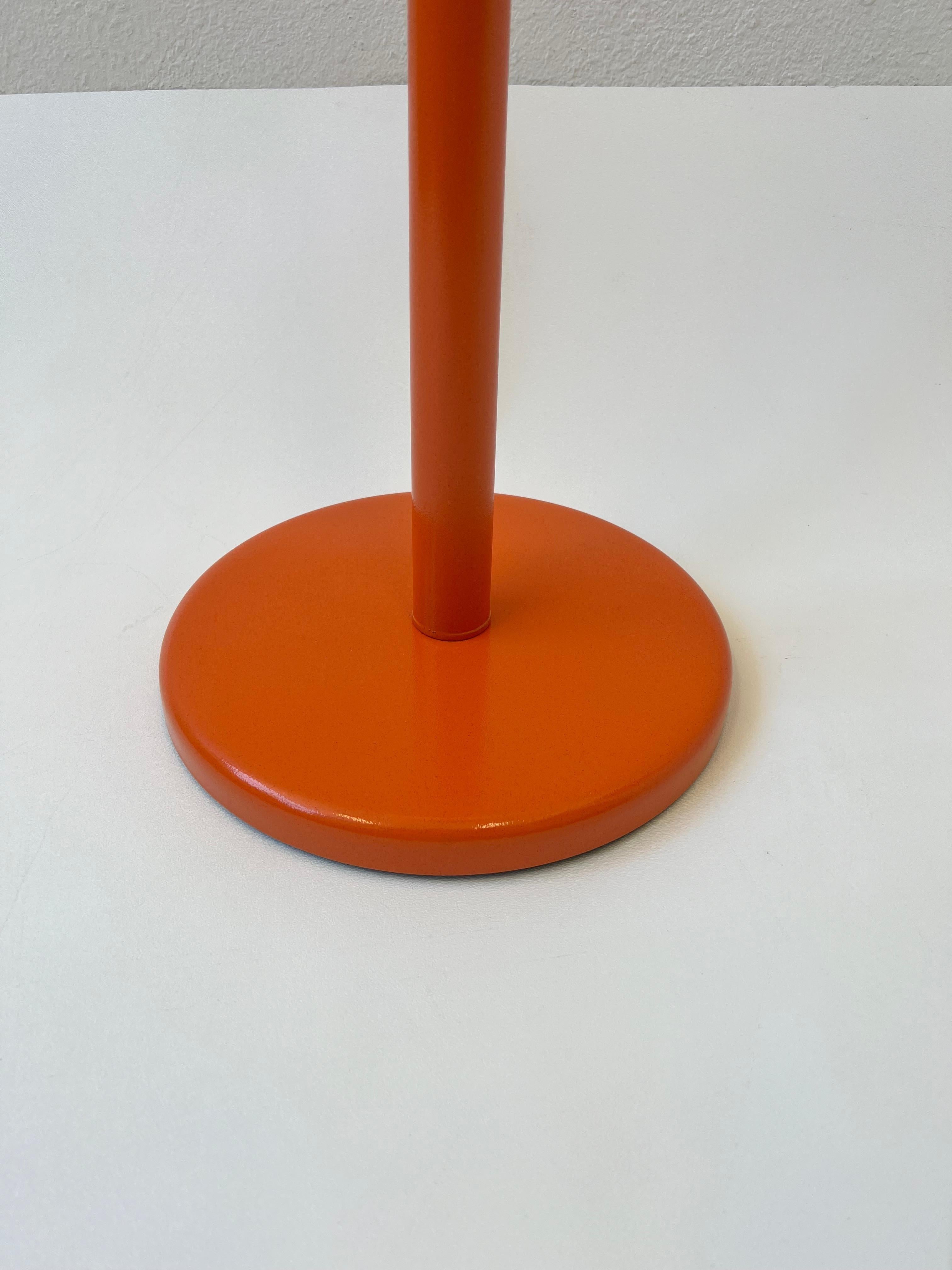 Pair of Orange Torchiere Floor Lamps by Walter Von Nessen 1
