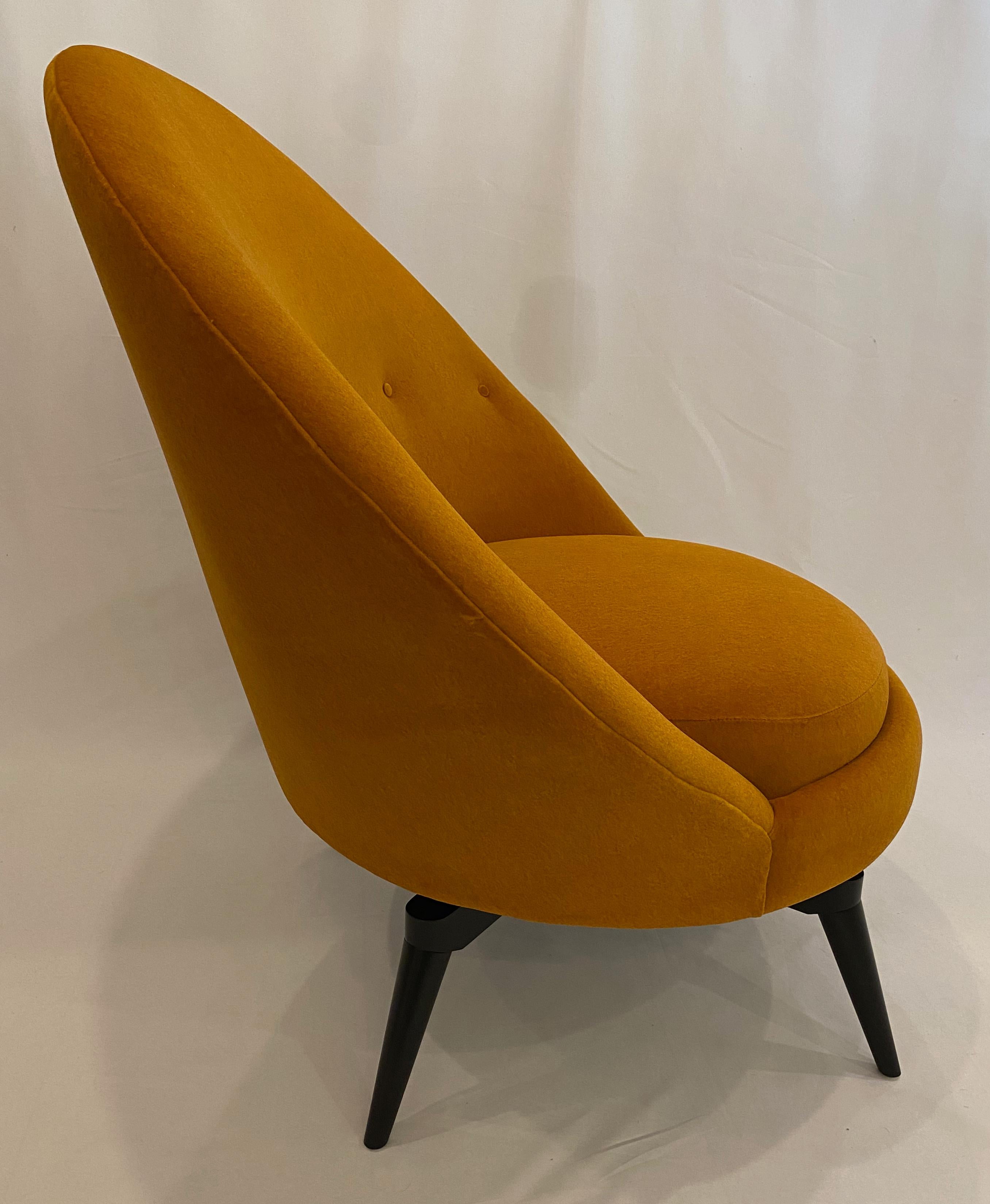 Pair of Orange Mohair Swivel Chairs 2