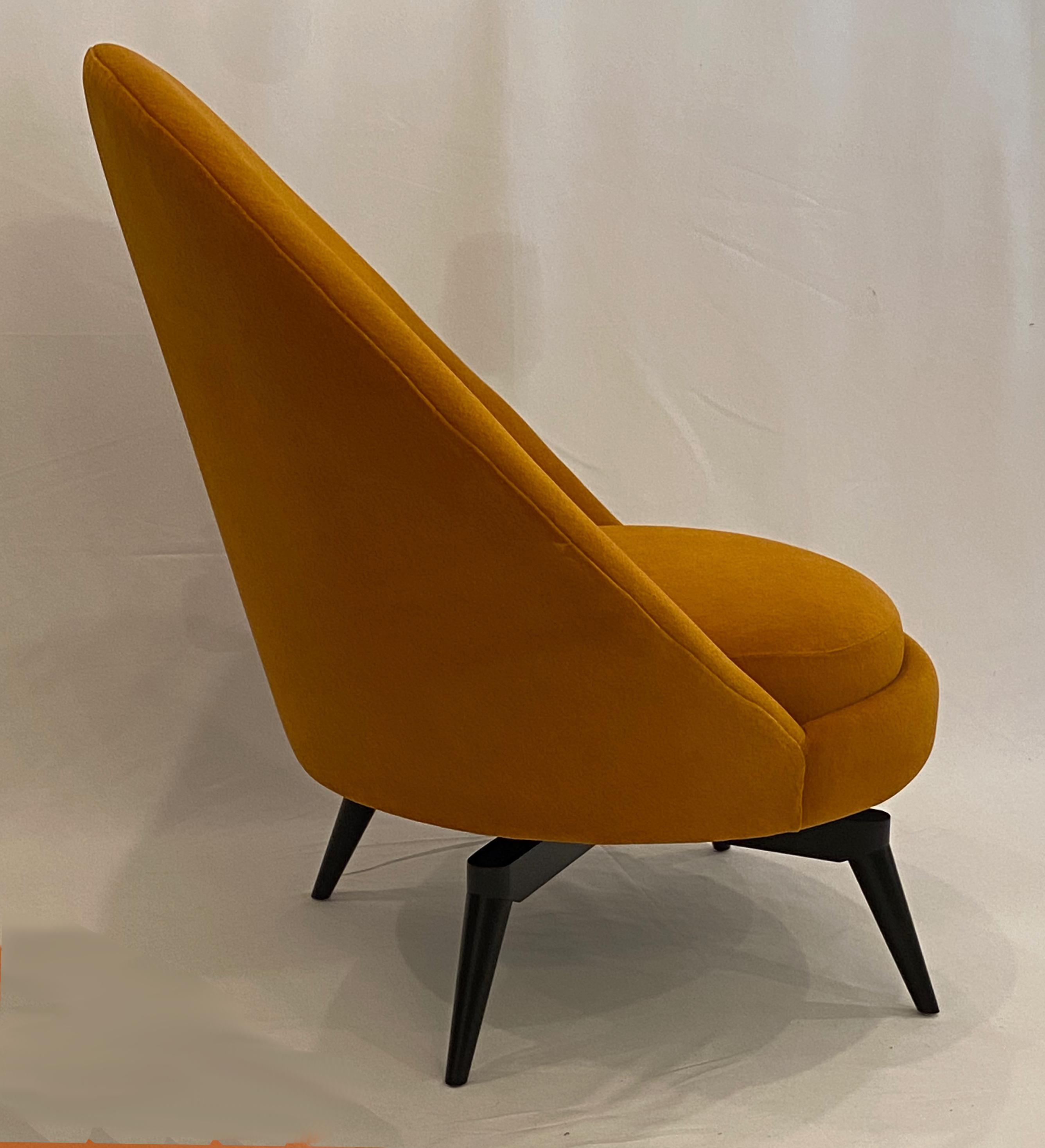Pair of Orange Mohair Swivel Chairs 1