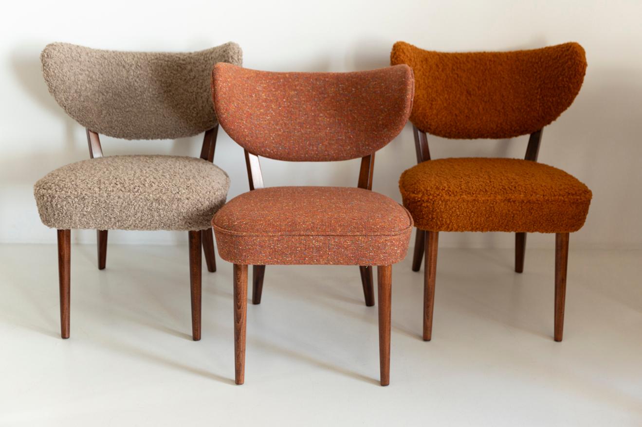 Paire de fauteuils club en laine orange en forme de coquille, par Vintola Studio, Europe, Pologne en vente 3