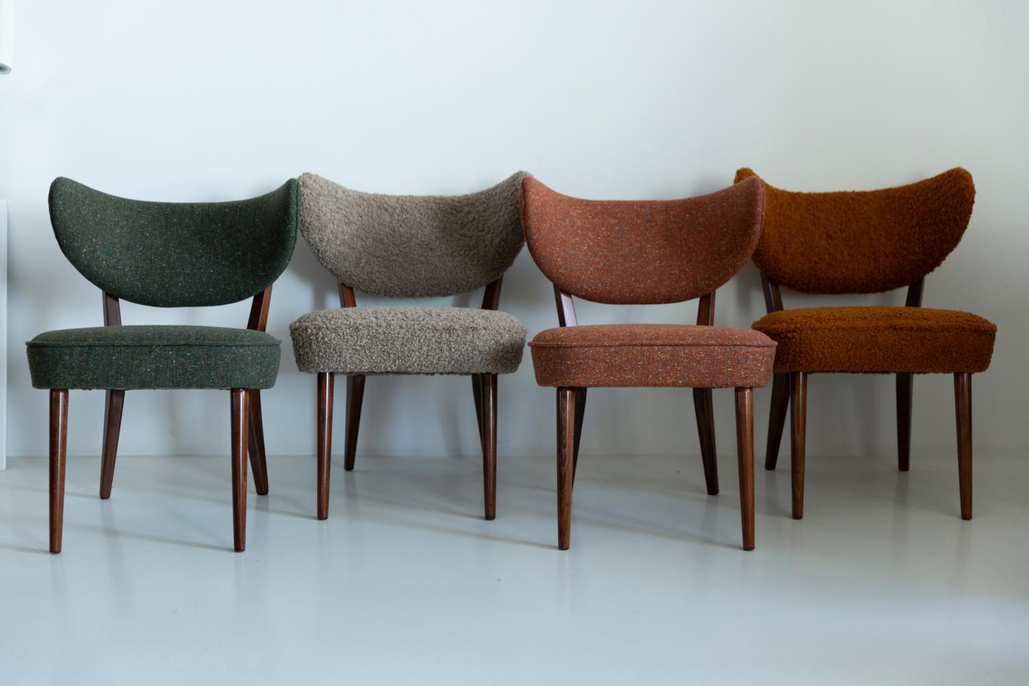Paire de fauteuils club en laine orange en forme de coquille, par Vintola Studio, Europe, Pologne en vente 5