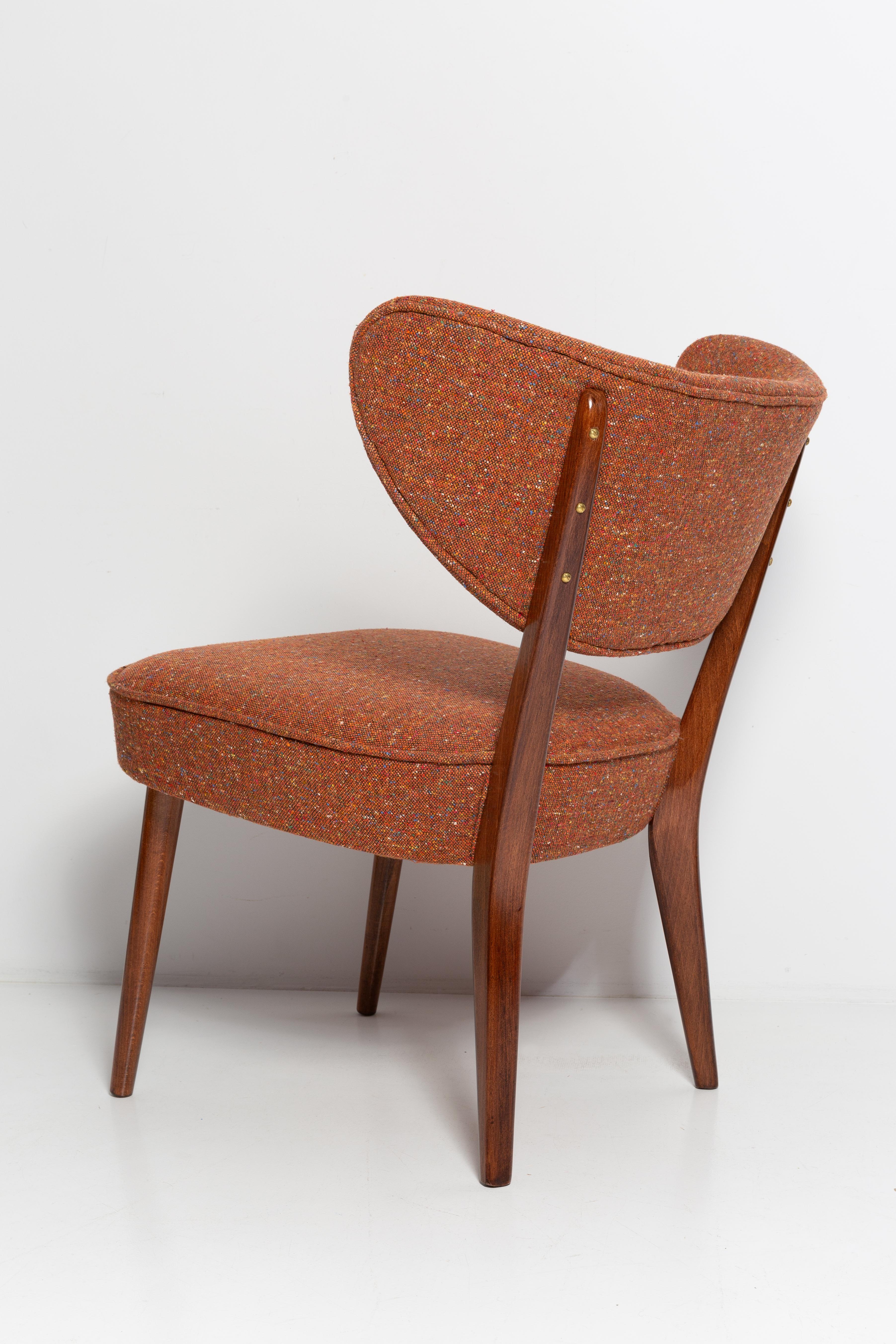 Hand-Crafted Pair of Orange Wool Shell Club Chairs, by Vintola Studio, Europe, Poland For Sale