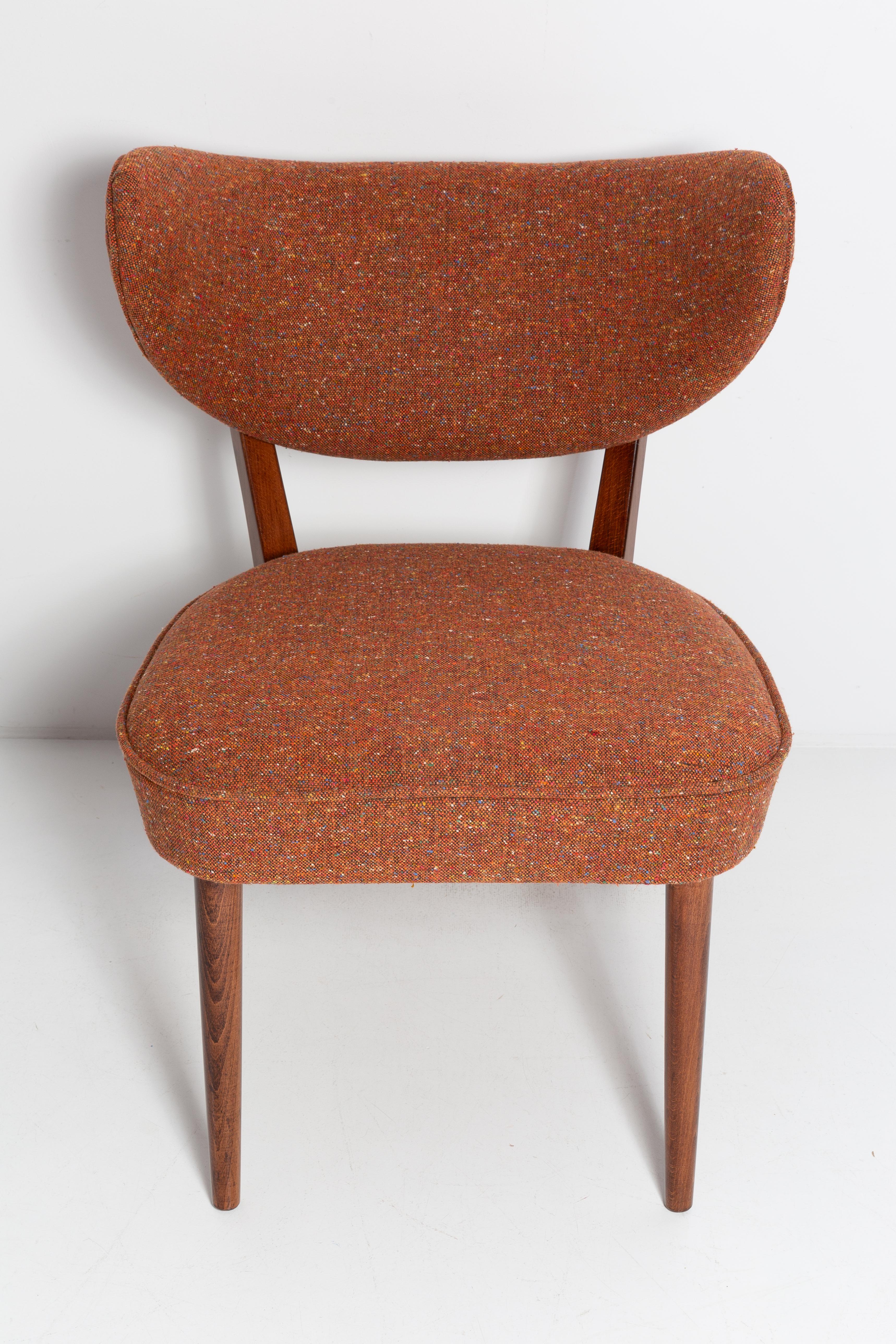 Pair of Orange Wool Shell Club Chairs, by Vintola Studio, Europe, Poland For Sale 1