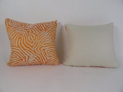 Pair of Orange Zebra Print Pillows