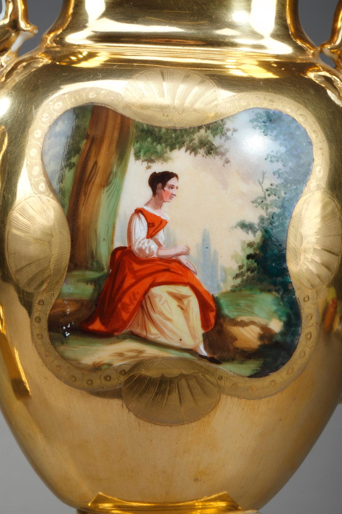 Pair of Oratory Vases in Paris Porcelain For Sale 4