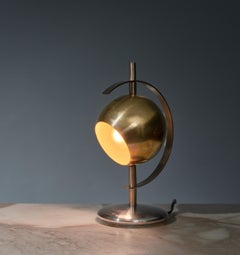 Pair of Orbital Italian Table Lamps, 1970s Brass and Steel