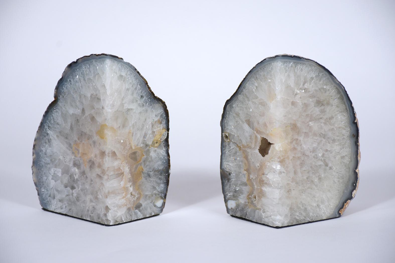 Early 20th Century Organic Modern Amethyst Stone Bookends For Sale