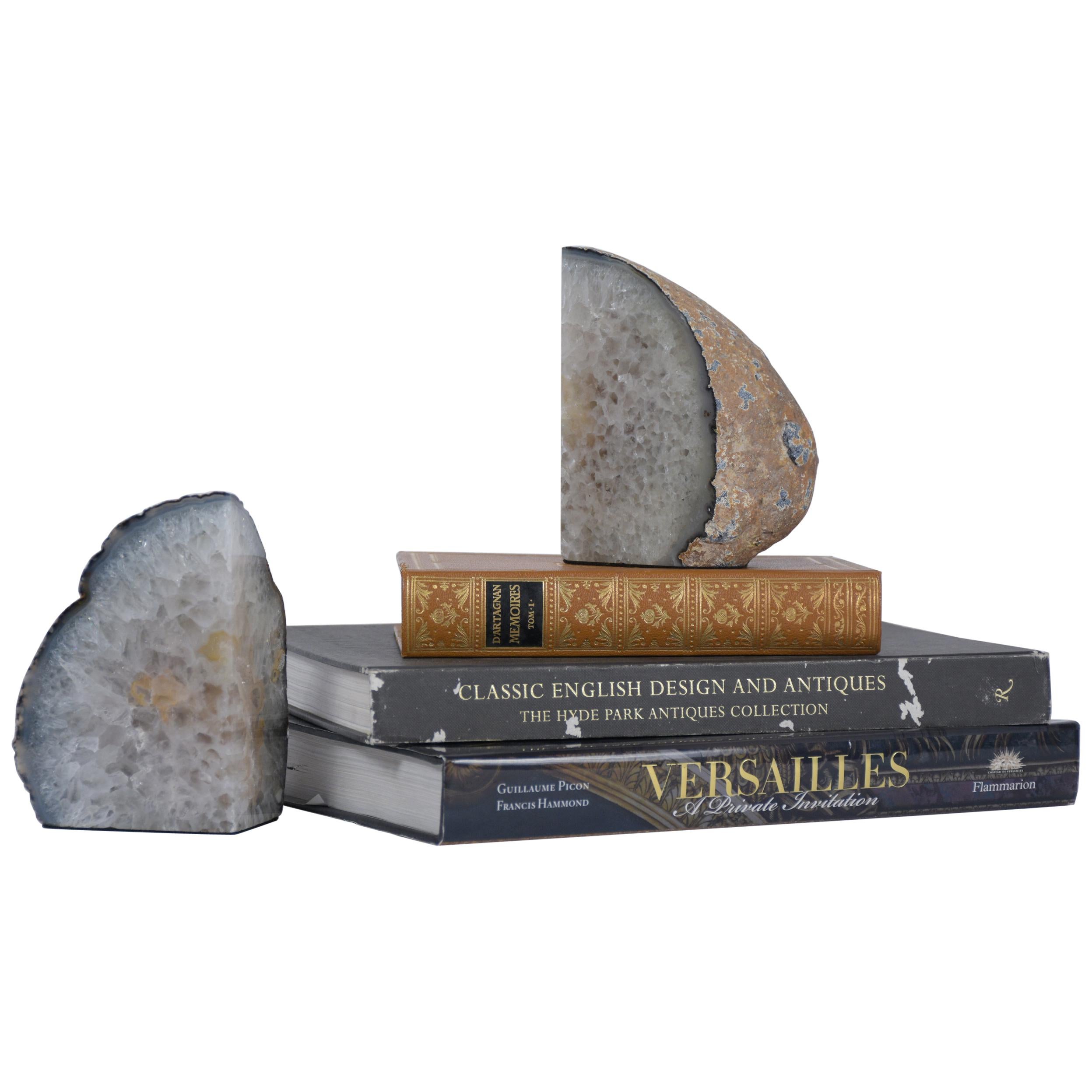 Organic Modern Amethyst Stone Bookends For Sale
