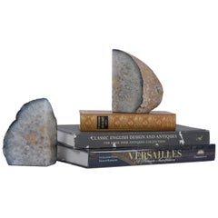 Antique Organic Modern Amethyst Stone Bookends