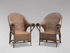 Pair of Organic Arts & Crafts Wicker Rattan Armchairs by Dryad