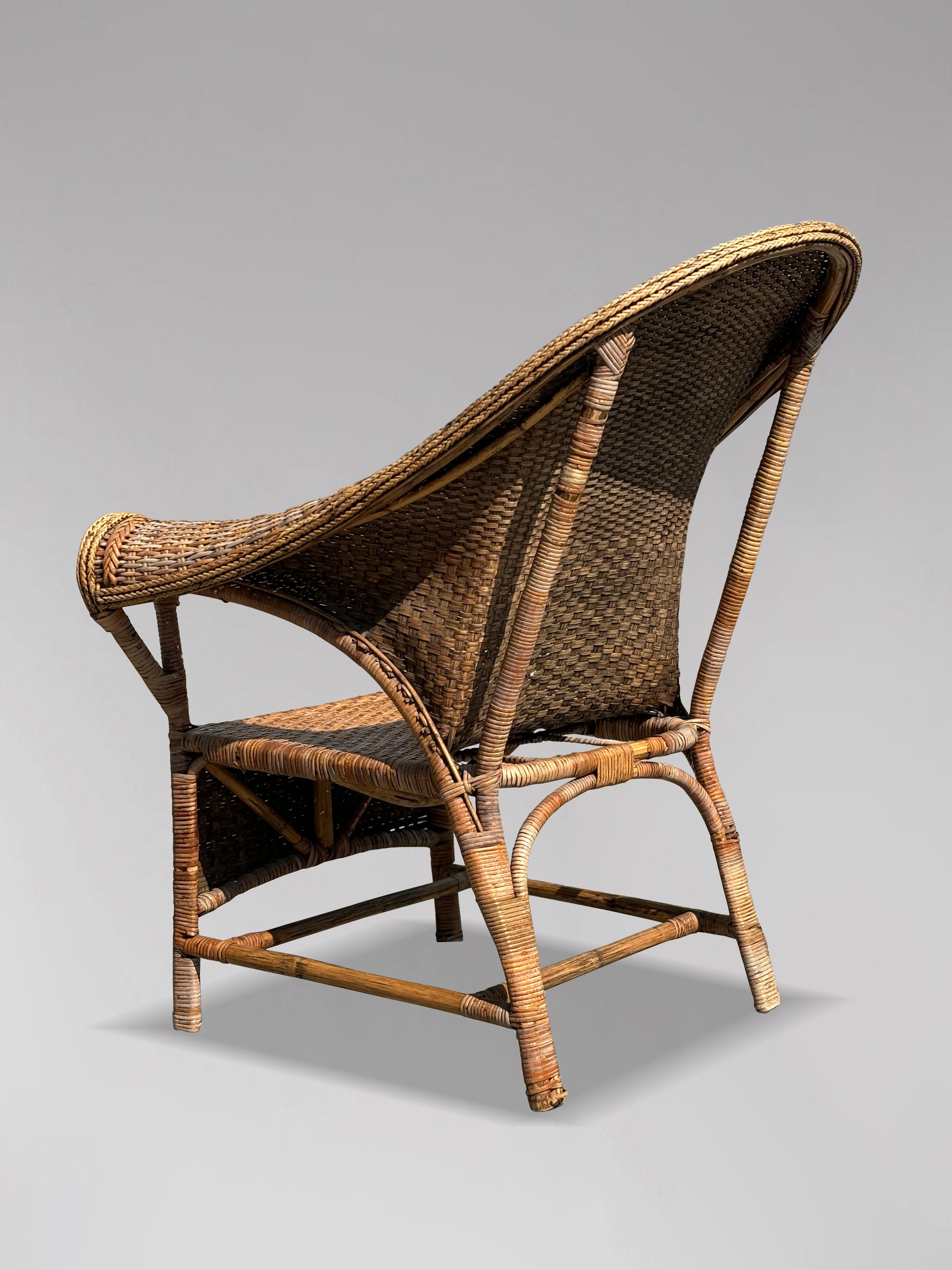 Osier Paire de fauteuils Arts & Crafts en osier et rotin biologique par Dryad en vente