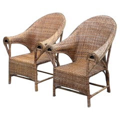 Paar organische Arts and Crafts-Rattan-Sessel aus Korbweide von Dryad