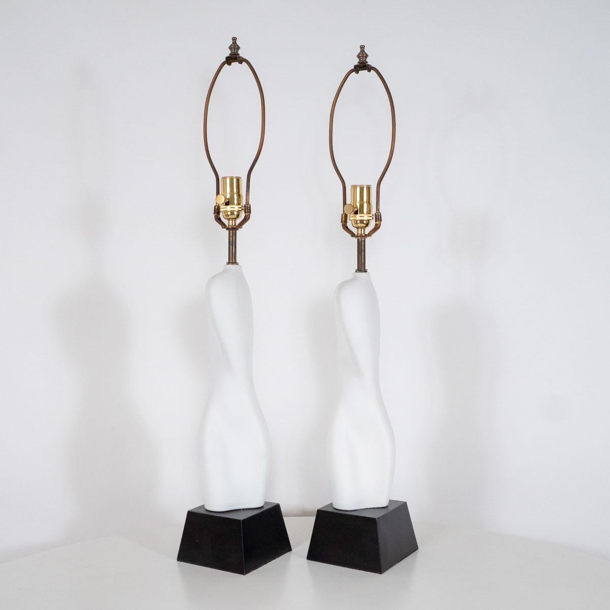 American Pair of Organic Ceramic Table Lamps For Sale