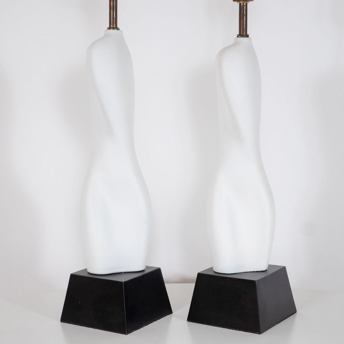 Pair of Organic Ceramic Table Lamps In Good Condition For Sale In Tarrytown, NY