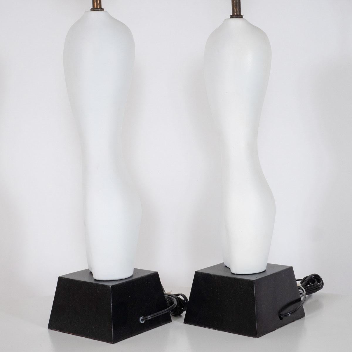 Late 20th Century Pair of Organic Ceramic Table Lamps For Sale