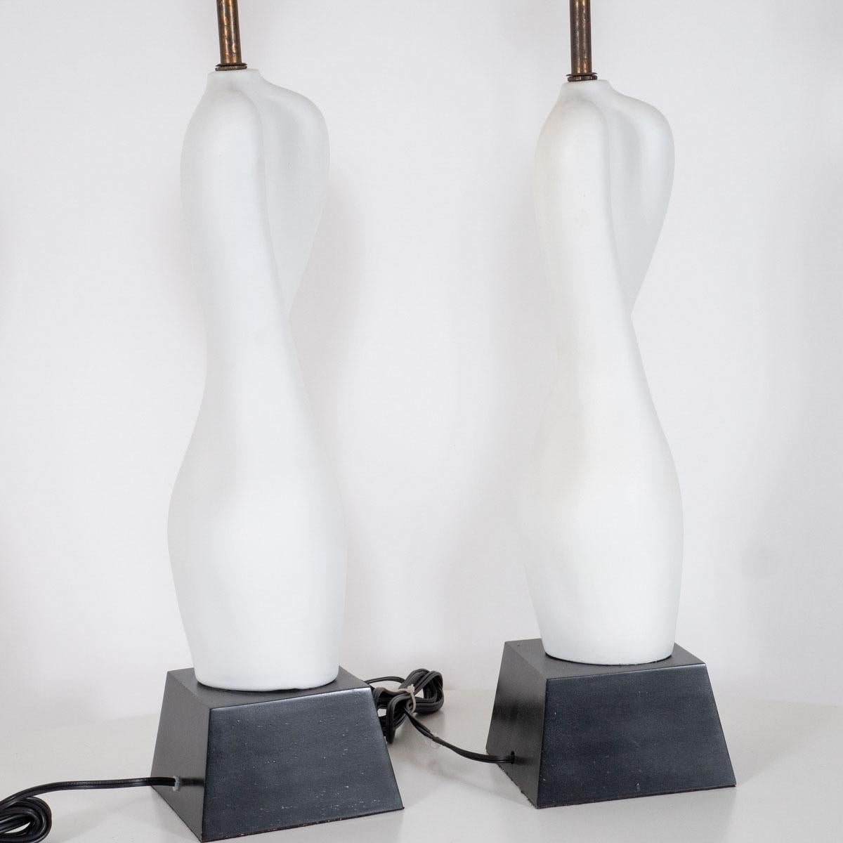 Céramique Paire de lampes de table en céramique organique en vente