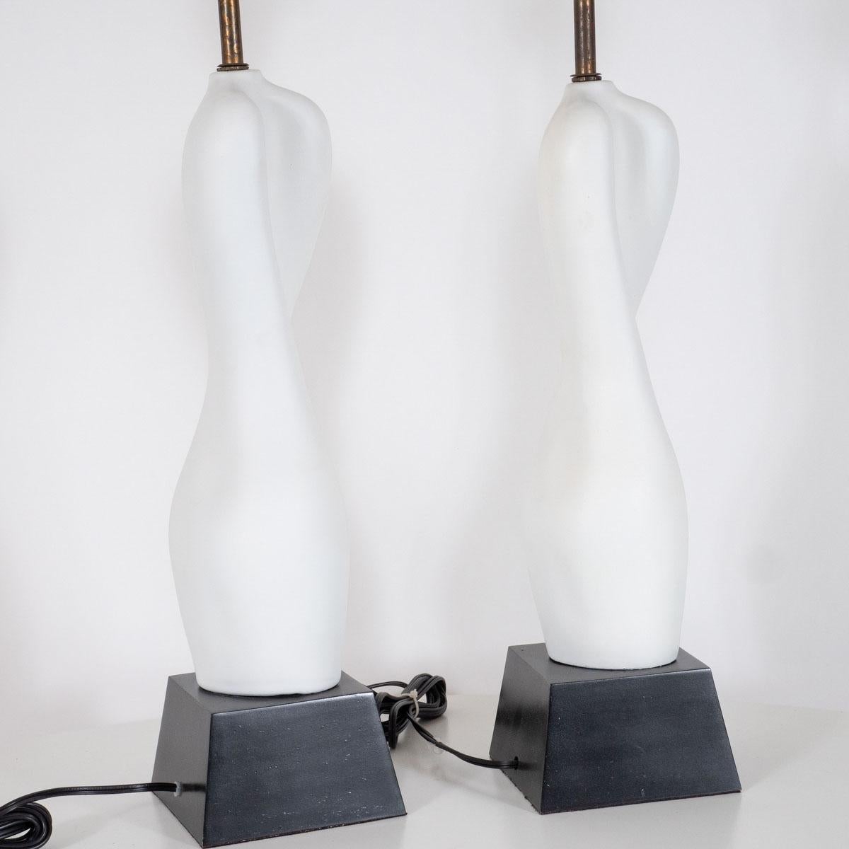 Pair of Organic Ceramic Table Lamps For Sale 1