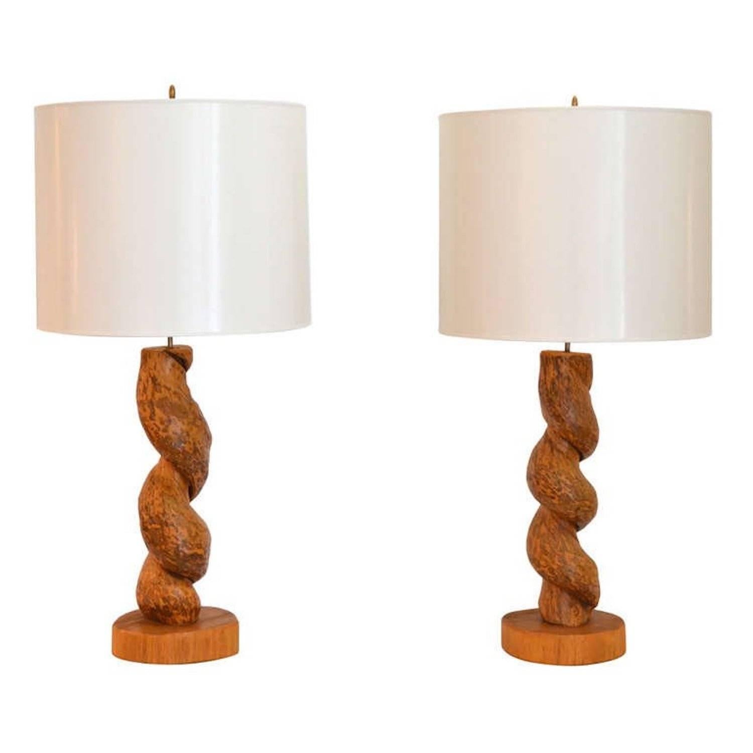Pair of Organic Form Table Lamps For Sale