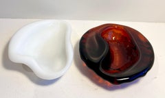 Pair of Organic Freeform Slump Glass Catchall Dishes