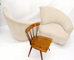 Pair of Organic Kidney Shape Fireside Armchairs Lounge Chairs