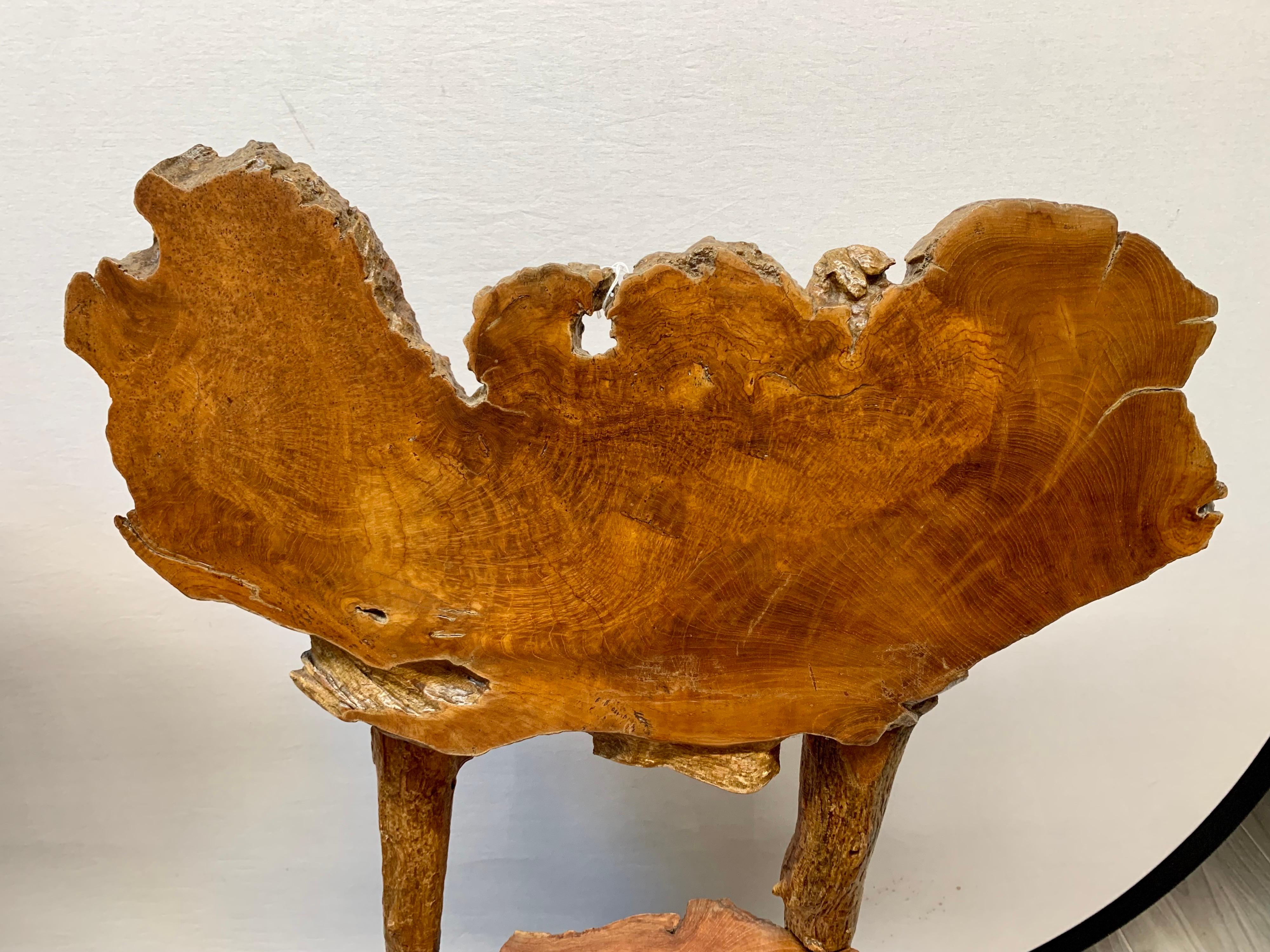 No two of these handmade organic live edge chairs are exactly alike. Coveted and possessing great lines and presence. Price is for the set. Now, more than ever, home is where the heart is.