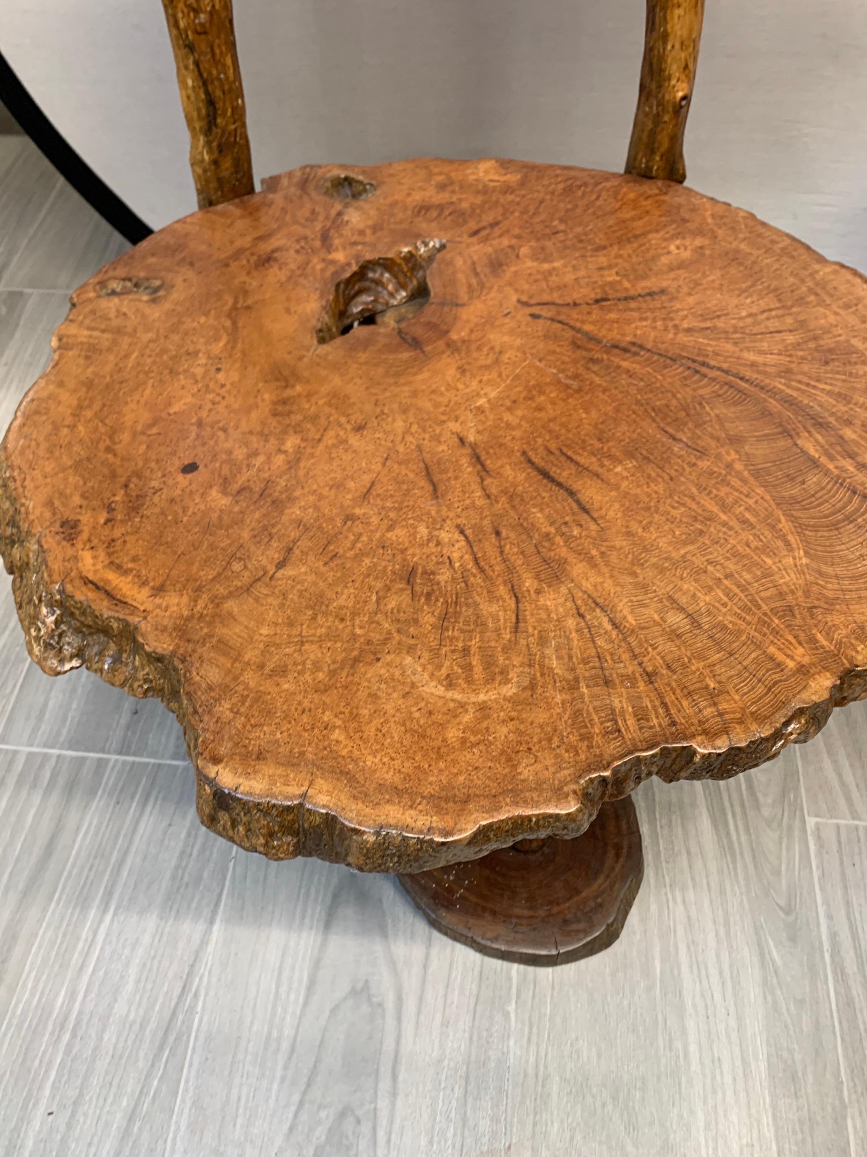 Pair of Organic Mid-Century Modern Live Edge Chairs In Good Condition In West Hartford, CT