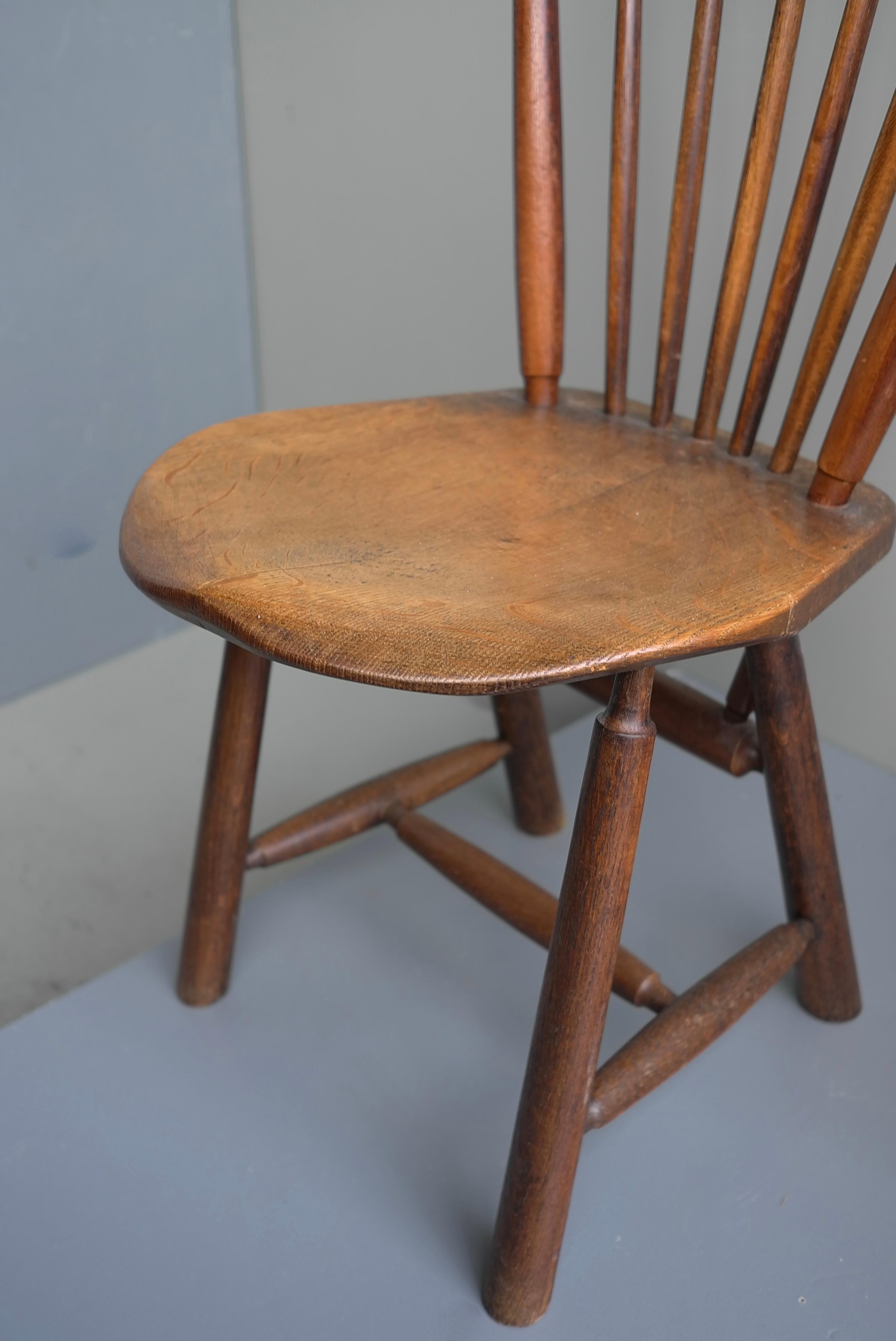 Pair of Organic Mid-Century Modern Solid Oak Side Chairs, 1960's For Sale 1